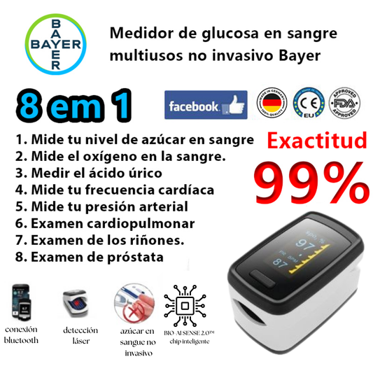 Medidor de glucosa en sangre no invasivo Bayer (medición de 5 segundos/99% de precisión)